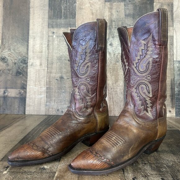 Lucchese N4561 Wingtip 1883 Western Brown Cowboy Boots Womens 8 B - Picture 2 of 12